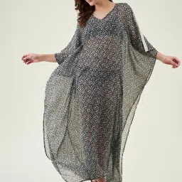 The Kaftan Company Black Printed Kaftan Cover Up image 4