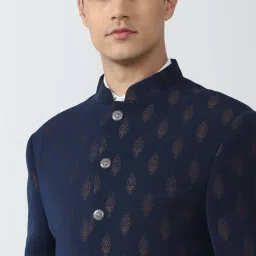 Van Heusen Navy Blue Slim Fit Printed Two Piece Suits image 4