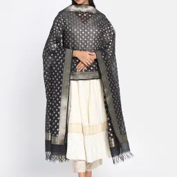Fabindia Black Woven Pattern Dupatta image 1