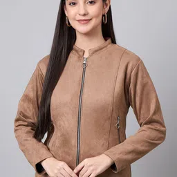 Spink Mandarin Collar Suede Lightweight Biker Jacket-picture-19