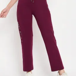 Madame M Secret Purple Cotton Blend Relaxed Fit Solid Track Pant-picture-15