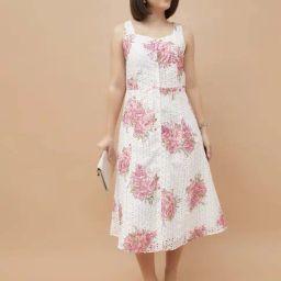 Code By Lifestyle Light Pink & White Regular Fit Floral Print Dress-picture-32