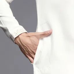 Manyavar Men White Ethnic Motifs Yoke Design Kurta with Churidar image 5