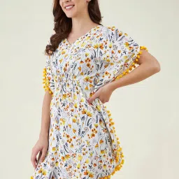 The Kaftan Company White Printed Kaftan Cover Up image 3