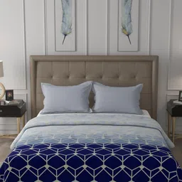 Raymond Home Blue & Grey Geometric 300 GSM AC Room Double Bed Blanket-image-26