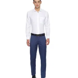 Louis Philippe Permapress Blue Mid Rise Trousers image 5