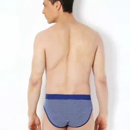 van heusen Vh Innerwear Blue Cotton Regular Fit Striped Briefs image 2