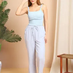 Tag 7 Light Blue Double Cloth Cotton Lounge Pants image 4