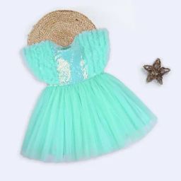 Wish Karo Kids Sea Green Embellished Frock-picture-46