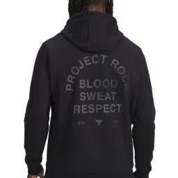 UNDER ARMOUR Black Project Rock Rival Fleece Regular Fit Hoodie image 2
