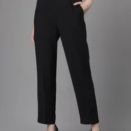 Global Republic Black Regular Fit Mid Rise Pleated Trousers-image-87