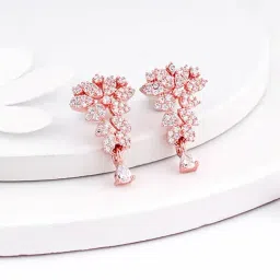 GIVA 92.5 Sterling Silver Rose Gold Party Wear Drop Earrings-picture-34