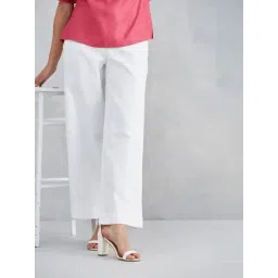 Fabindia White Solid Pants image 3