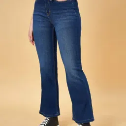 YU by Pantaloons Navy Mid Rise Bootcut Jeans-picture-19