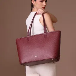 Kazo Maroon Marcelle Printed Large Leather Tote-picture-29
