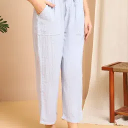 Tag 7 Light Blue Double Cloth Cotton Lounge Pants image 3