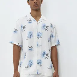 ETA by Westside White Floral Pattern Relaxed-Fit Cotton Blend Shirt-picture-48