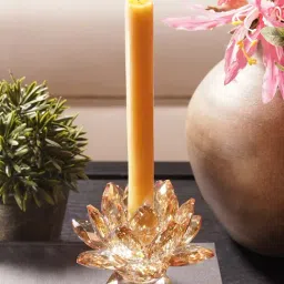 Pure Home and Living Brown Crystal Lotus Shaped Candle Holder-picture-43