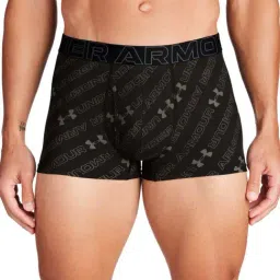 Under Armour Black Cotton Fitted Logo Printed Boxers-image-0