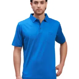 ColorPlus Blue Cotton Classic Fit Polo T-Shirt-image-47
