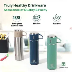 The Indus Valley Green Stainless Steel Vaccum Insulated Flask With Drinking Mug (0.5 L) image 3