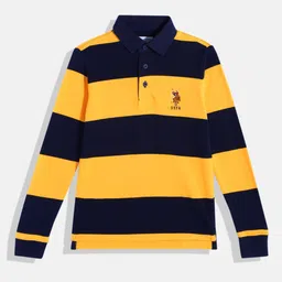 U.S. Polo Assn. Kids Boys Striped Polo Collar Pure Cotton T-shirt-picture-18