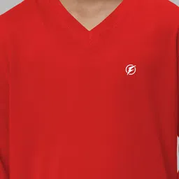 Friskers Boys Red 2 V-Neck Raw Edge T-shirt image 4