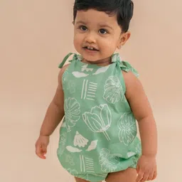 A Toddler Thing Babies Cotton Knot Type Romper Breezy Leaf-picture-47