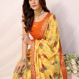 KALINI Floral Printed Gotta Patti Saree image 4