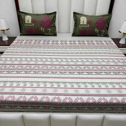 Pure Decor Lifestyle Grey Printed Pure Cotton 330 TC King Bedsheet Set 2.74 m X 2.74 m image 4