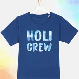 YK Kids Holi Blue Cotton Printed T-shirt-picture-28