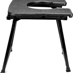 Mubba Foldable Toilet Seat Bathroom Stool Portable Bedside Commode Seat With Pot Black - Plastic, 50 Cm, 3 Cm image 3