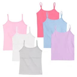 Plan B Cotton Blend Knit Pack Of 6 Sleeveless Solid Camisoles - Grey Lavender & Baby Pink-picture-28