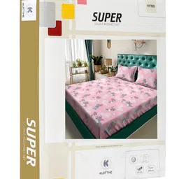 KLOTTHE Pink & Grey Printed Pure Cotton 400 TC King Bedsheet Sets - 2.25 m x 1.5 m image 4