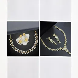 Women Click Set Of 2 Gold-Plated Stones Studded Jewellery Set image 1