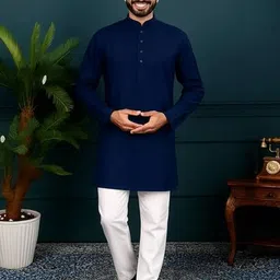 BH FAB Men Blue Cotton Kurtas-picture-10