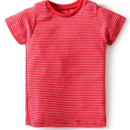 Kidi Wav Half Sleeves Striped Tee & Coordinating Pant Set - Red image 2