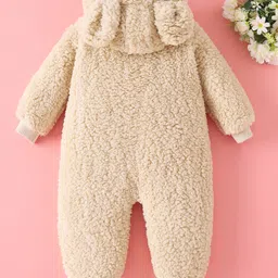 Mark & Mia Full Sleeves Romper With Floral Embriodery & Ear Applique - Beige image 2
