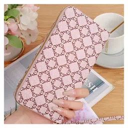 SYGA Women Elegant Geometric Pattern Long Wallet for Women Zipper Closure, Multi-Card Organizer, Daily Fashion Purse(Pink) image 2