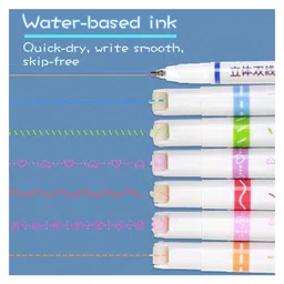 New Pinch Linear Roller Colour Pens Highlighter Outline border MarkerSet for School Students Office Cute Aesthetic Stationery Art and Craft Supplies (DOT LINEAR HIGHLIGHTER) pack of 2 image 3