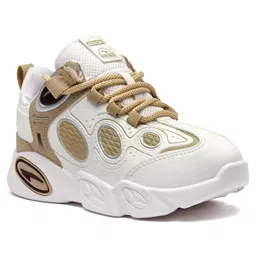 asian Colour Blocked With Lace Up Shoes - White & Beige image 4