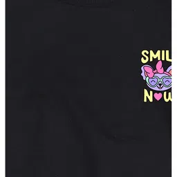 NUSYL Fleece Full Sleeves Smile Now Text Printed Oversized Sweatshirt - Black image 5