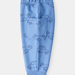 Carter's Knit Full Sleeves Onesie with Leggings with Car Print - White & Blue image 5