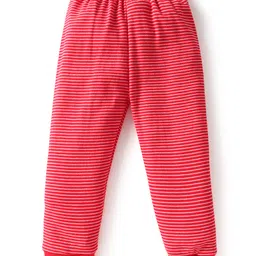 Kidi Wav Half Sleeves Striped Tee & Coordinating Pant Set - Red image 4
