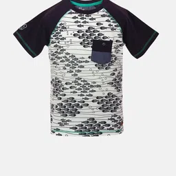 Blue Giraffe Boys White Printed Round Neck T-shirt-picture-19