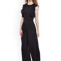 Belle Fille Black Wide-Leg Jumpsuit with Ruffle Detail image 4