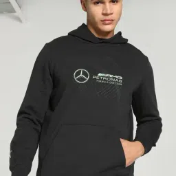 Puma Mercedes-AMG Petronas Motorsport Black Cotton Regular Fit Printed Hooded Sweatshirt-image-16