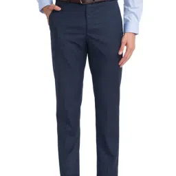 Park Avenue Dark Grey Regular Fit Self Pattern Trousers-picture-33