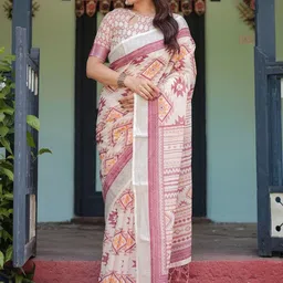MAHARANI COUTURE Ethnic Motifs Pure Linen Saree image 5