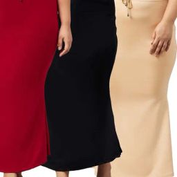 Secrets By ZeroKaata Beige & Black Plain Saree Shapewear - Pack Of 3-picture-3